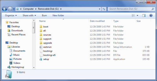 Windows 7 Folder Layout
