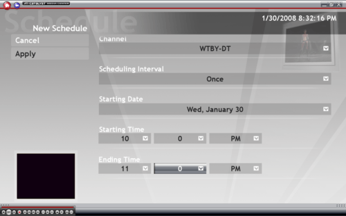 Vista Media Center Remote Scheduling
