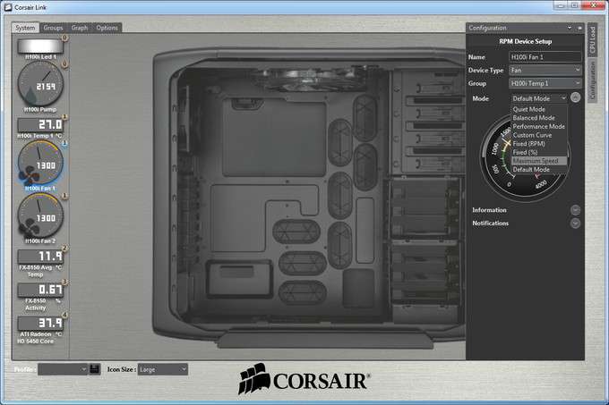 Corsair H100i Liquid CPU Cooler - Software Device Setup