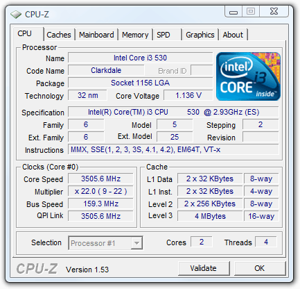 Intel Core i3-530 Overclock