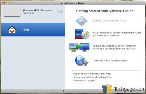 VMware Fusion 3 - Main Screen