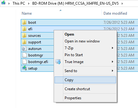 Copying Windows 8 Install Files to Flash Drive