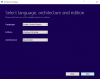 Windows 10 Media Creation Tool - Select Language & Version