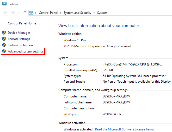 Accessing Advanced System Settings in Windows