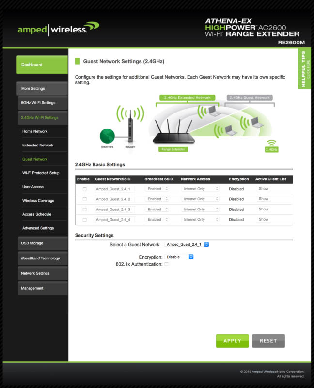 Techgage Amped Wireless ATHENA-EX Range Extender Review Guest Settings