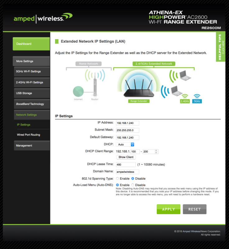 Techgage Amped Wireless ATHENA-EX Range Extender Review LAN Settings