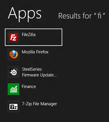 Windows 8 - Quick Search for Applications