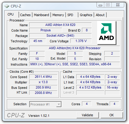 AMD Athlon II X4 620 Quad Core at 99 Techgage