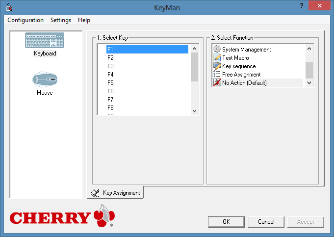 CHERRY DW 3000 Wireless Combo - Keyboard Settings