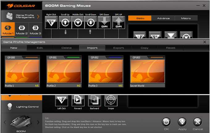 Cougar 600M Gaming Mouse Software - Key Assignment and Profiles
