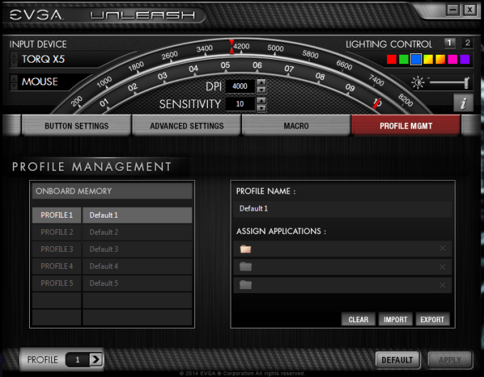EVGA Torq X5 Gaming Mouse - Unleash - Profile Management
