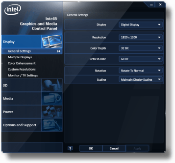 Intel's Graphics and Media Control Panel