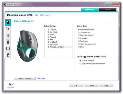 Logitech M705 Marathon Mouse User Guide