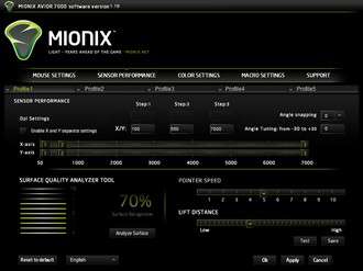 Mionix Avior 7000 Software - Sensor Performance
