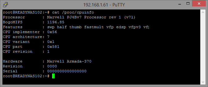 NETGEAR ReadyNAS 102 - Processor Info