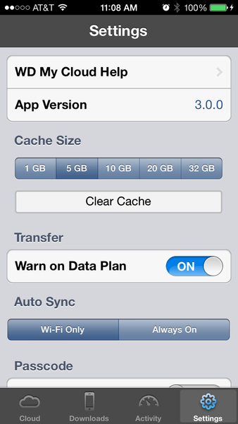 WD My Cloud - Mobile App Settings