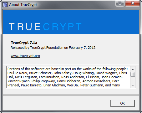 TrueCrypt About Box