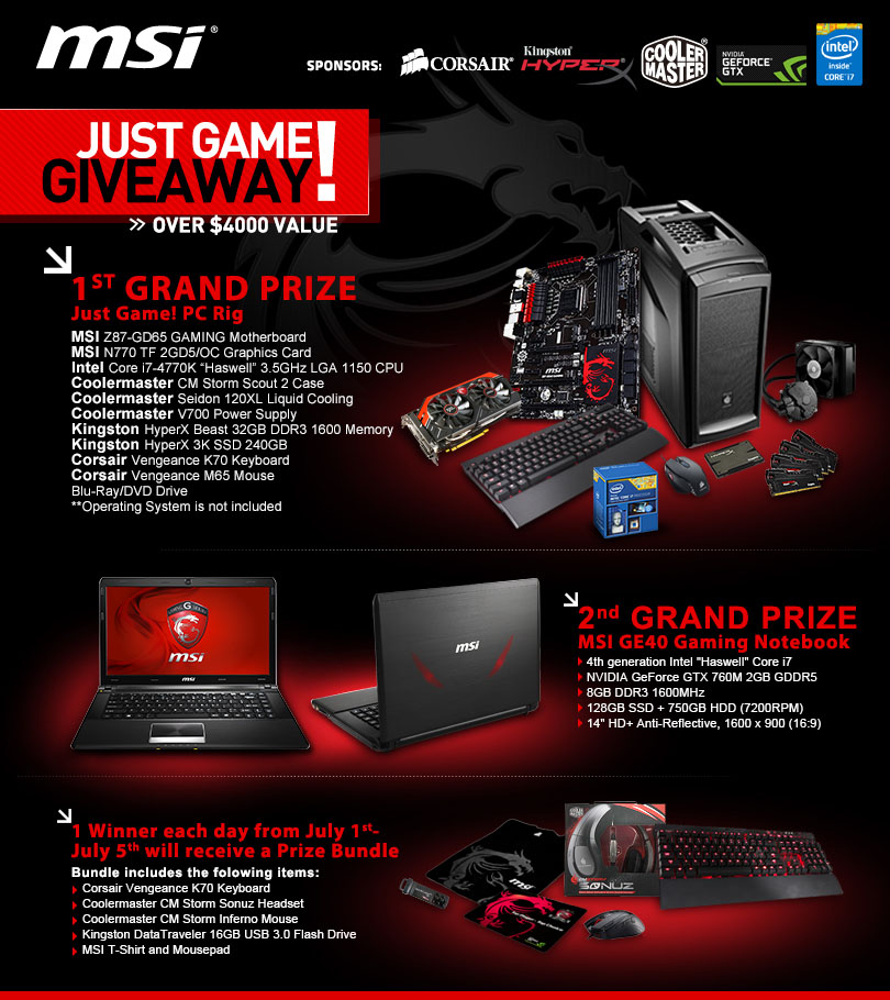 MSI Kicks-off “Just Game!” Giveaway, Gives You a Chance to Win a $4,000 PC  – Techgage
