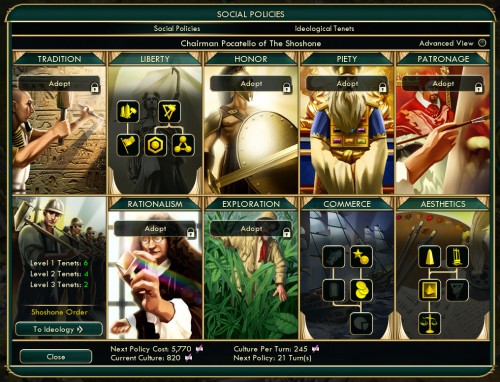 Civilization V Brave New World - Social Policies