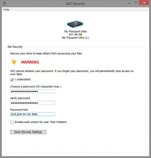 WD My Passport Ultra Security