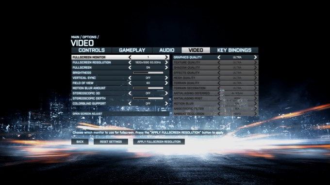 Battlefield 3 Benchmark Settings