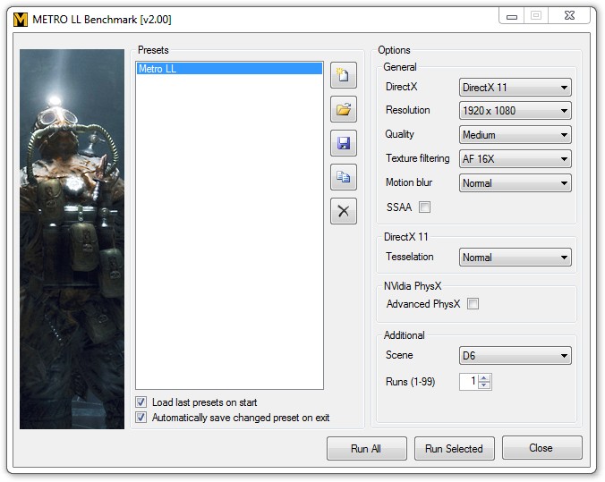 Metro Last Light Benchmark Settings