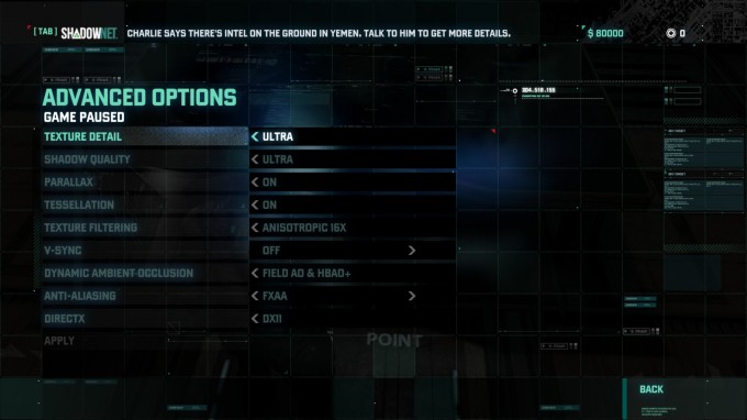 Splinter Cell Blacklist Benchmark Settings