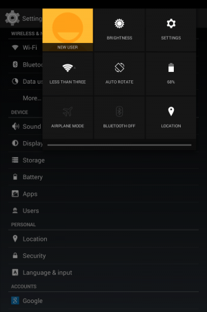 Android KitKat Nexus 7 Settings Screen