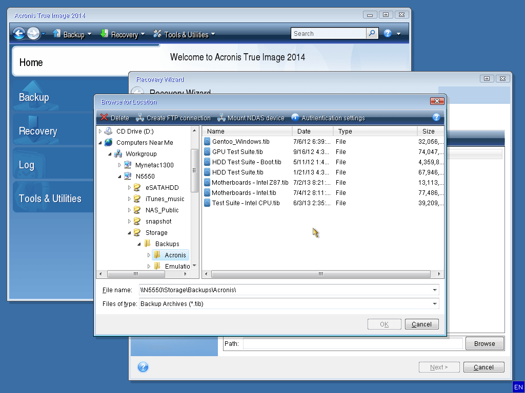 nas issue acronis true image