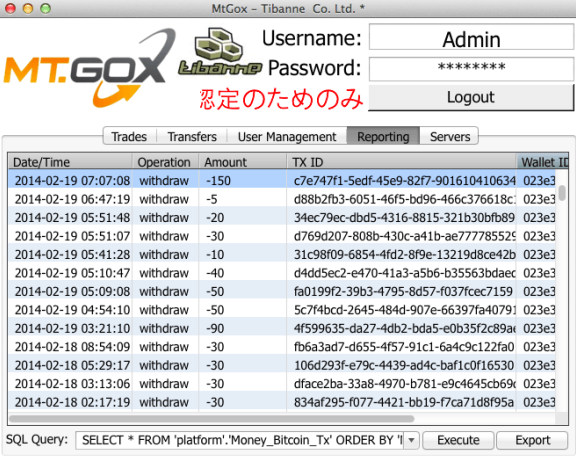 Mt Gox Database Tool