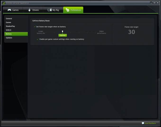 NVIDIA GeForce Experience Battery Boost