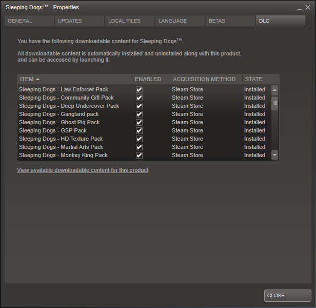 Selectable DLC in Steam Beta
