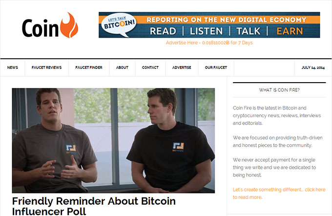 Coin Fire Bitcoin Website
