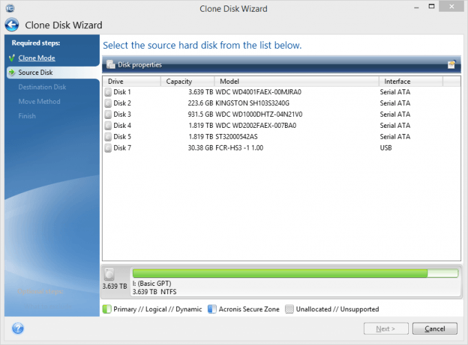 Acronis True Image 2015 Clone Disk Wizard