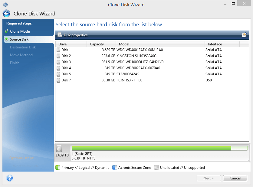 clone hdd acronis true image