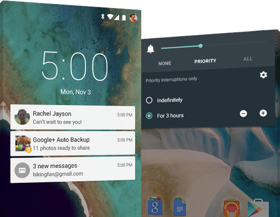 Android Lollipop Main Screen