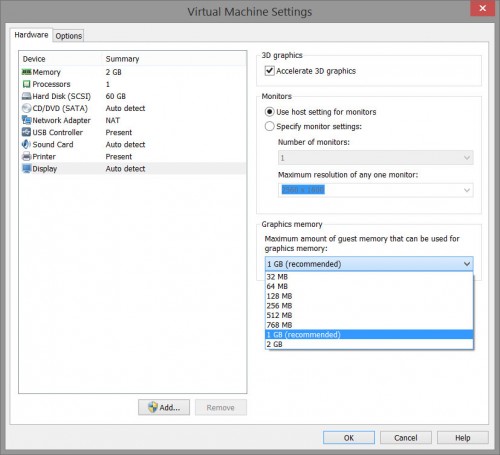 VMware Configuring Available VRAM