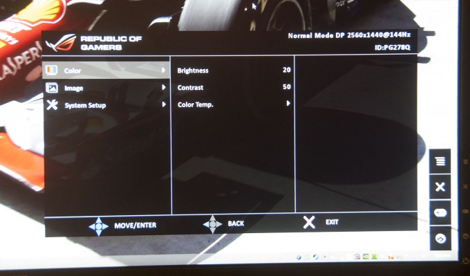 ASUS PG278Q Menu System