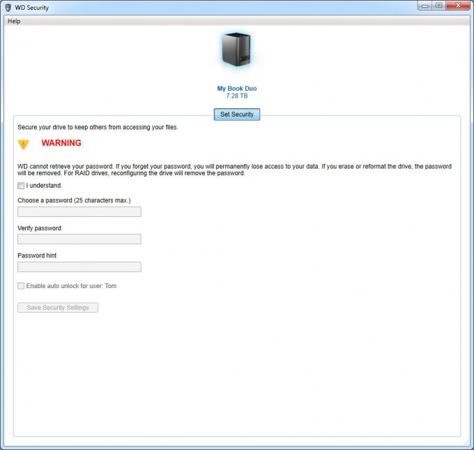 WD My Book Duo WD Smartware Security