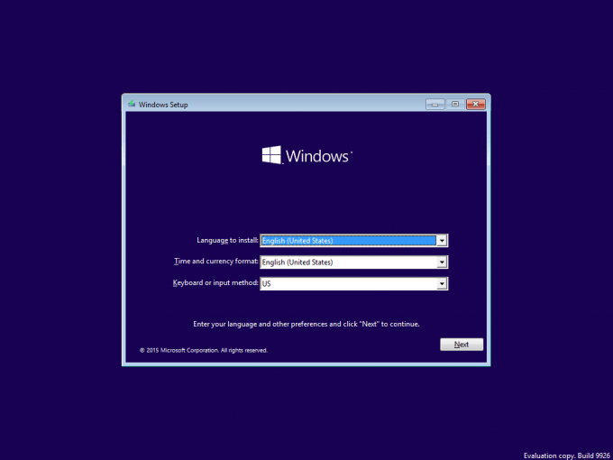 Windows 10 - Build 9926 Installer