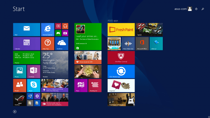 ASUS ROG G20 Gaming PC - Windows 8 Start Screen