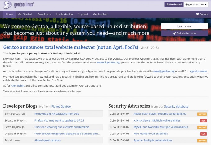 Gentoo Linux Website