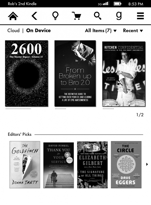 Amazon Kindle Paperwhite (2015) - Home Screen