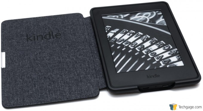 Amazon Kindle Paperwhite (2015) - Leather Cover Case (Open)
