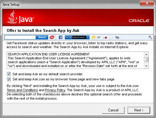Java Ask Toolbar Offer