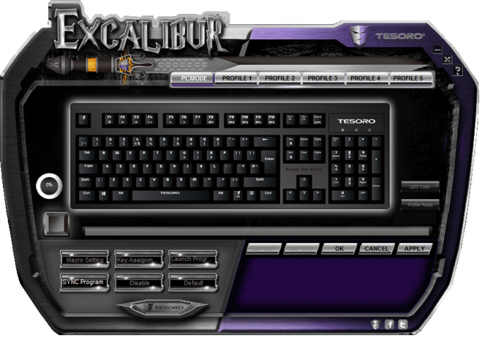 Tesoro Excalibur Mechanical Keyboard -Software Interface