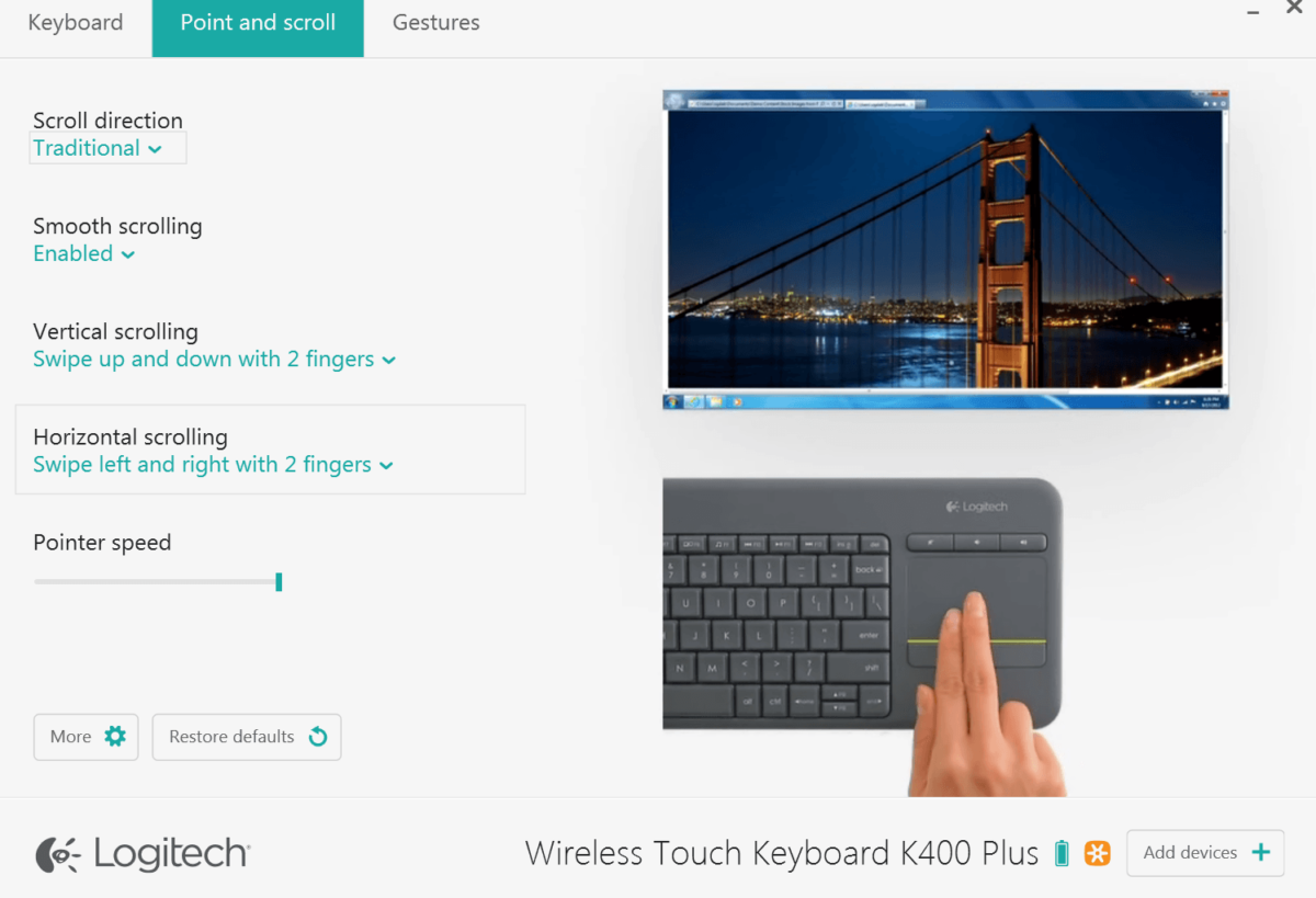 Logitech k400 plus keyboard touchpad customization techgage