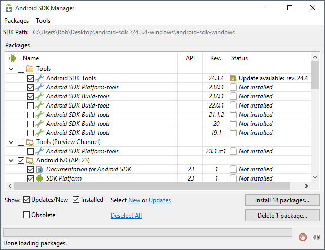Android SDK Manager in Windows