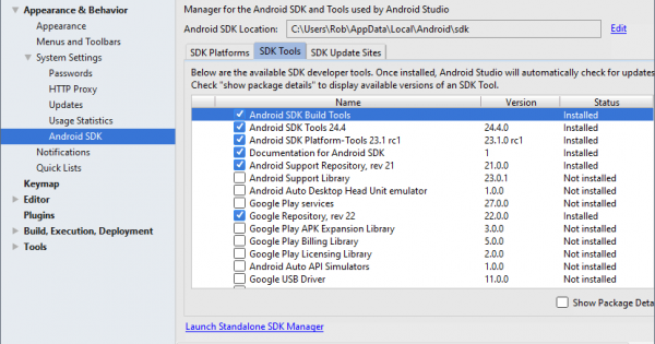 Android Studio SDK Tools Configuration – Techgage