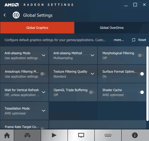 AMD Radeon Settings - Collapsed
